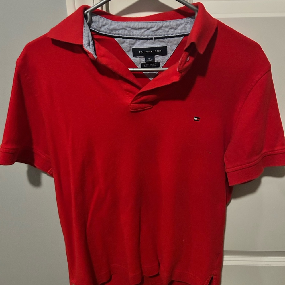 Tommy Hilfiger Red Polo Shirt Classic Style